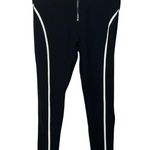 Maniere De Voir Trim Leggings Black Women’s Size 14 High Rise Zip Compression Photo 1