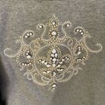 Miss Me Women’s gray pullover sweatshirt embellished lace sleeve Small Photo 2