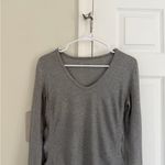 Athleta  USA Foresthill Ribbed Stretch Long Sleeve Crew M Gray Organic Cotton Photo 1