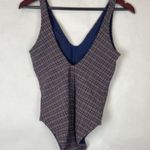 Athleta Seersucker V-neck One Piece Swimsuit plaid MULTICOLOR size small 530954 Photo 4