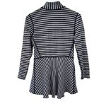 Soft Surroundings navy blue gray striped Soft zip up Sweater Women size XS Photo 8
