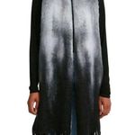 Steve Madden Tie Dyed Scarf Fringe Super Soft Long Scarf Black Gray Fleece Photo 0
