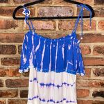Michael Stars NWT  Blue White Tie Dye Off The Cold Tie Shoulder Top Size Small Photo 1
