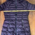 Lululemon athletica women’s Dark Purple long hooded Puffer Jacket Photo 3