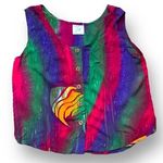 Vintage Young Fashion Top Multicolor Batik Rainbow Fish Print Scoopneck Tank Pink Photo 0