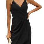 Manydress Wrap Dress Women's Medium Black Sleeveless Party Night Out Photo 0