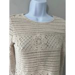AQUA Beige Crochet Lace Crop Top Long Sleeve Crew Neck Women's XS Photo 3