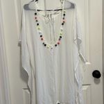 Xhilaration White Shear Rainbow Pom Pom Bathing Suit Coverup Size Large Photo 1