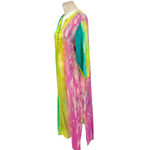 Soft Surroundings Silk Colorful Tie Dye Beaded Semi-Sheer Long Sleeve Maxi Dress Photo 3