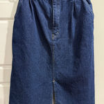 80s / 90s Hunters Glen Classic Pleated Blue Denim Slit Pencil Skirt Size 10/11 Photo 0