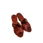 Frye Brown Leather Crisscross Multi Slide Reese Slip On Heels Women Sz 6.5 Photo 1
