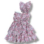 Hello Molly  Strapless Pink Floral Bow Mini Dress Cotton Fit Flare Small Photo 4