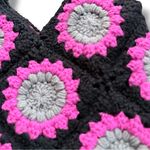 Handmade  Crochet Purse with Cotton Liner Hot Pink and Black Photo 1