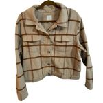 Joie  Tan Plaid Cropped Fleece Jacket Photo 0