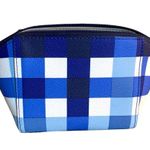 Kate Spade  blue plaid checkered makeup cosmetic clutch bag Photo 3