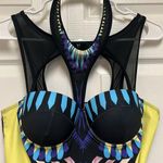 One Piece Multicolored Choker Printed  Swimsuit Photo 4