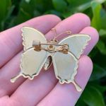 Vintage Thin Colorful Glittery Butterfly Brooch Gold Photo 3