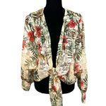 Ember Sheer Tropical Tie Front Oversized Topper Layer Blouse Medium NEW Photo 3