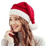 Santa Hat Knit Red and White W/ Pom Pom OS Photo 0