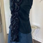 Early 2000's Black Cotton Ruffle Frilly Gothic Halter Top Plus Size 2X / XXL Photo 0