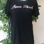 PINK - Victoria's Secret Victoria’s Secret Pink  Oversized Rose Gold Bling Tee T-shirt Short Sleeve Photo 0