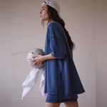 Free People NEW!  MOVEMENT Back Me Up MEDIUM Midnight Navy Blue Sweatshirt Relax Photo 9