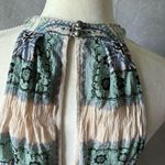 Free People  Dress Size Small Green Cream Halter Neck Printed Boho Chic Photo 4