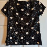 J.Crew  Black Sequin Top with White Accents Photo 4