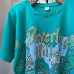 Vintage Beverly Hills Rodeo Dr OSFM Glitter Bling Maximalist Teal Tshirt Green Size undefined Photo 0