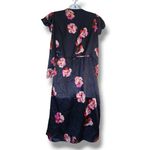 Joie  Miltona Navy Floral Satin Wrap Midi Dress Women’s Size Small Photo 1