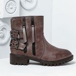 Qupid  Walsh-04 Black PU double buckle Booties Photo 0