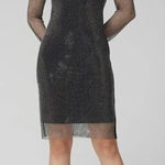 White House | Black Market New! ‎ Long Sleeve Crystal Mesh Mini Dress, size XS Photo 0
