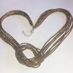 Boho Bronze Metallic Seed Bead Beaded Multi Strand Statement Necklace Photo 3