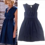 Anthropologie Maeve Ingrid 100% Silk Dress Sapphire Blue Womens Size 2 Smocked Photo 1