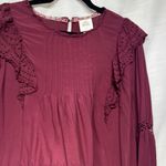 Knox Rose NEW Women's Eyelet Long Sleeve Blouse Antique Berry Size XXL Photo 4