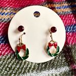 Festive Christmas Tree Wreath Earrings Red Photo 2