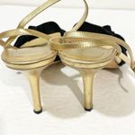Kate Spade  Size 10 Leather Gold Black Heels Ankle Wrap Women Photo 3