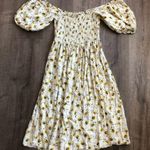 dRA Los Angeles Ivory Yellow Floral Puffed Sleeve Smocked Dress M Size M Photo 6