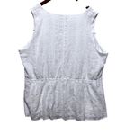 Lane Bryant White Eyelet Boho Top 28 Sleeveless Cinched Waist Square Neck Blouse Photo 1