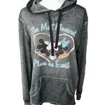 Disney Women's Hooded Sweatshirt Gray Mickey Minnie Large Photo 0