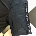 MONSE Stretchy Biker Shorts Black & White Logo Side Stripes Athleisure Scuba szL Size L Photo 7