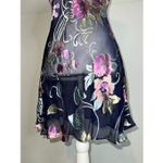Frederick's of Hollywood Women’s Silk floral slip dress. Navy blue burnout Sz SMALL Photo 2