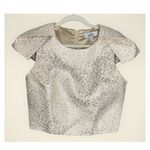 Badgley Mischka Belle Gold Cap Sleeve Crop Top Exposed Gold Zipper Back Size 8 Photo 1