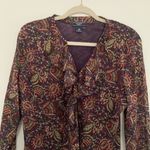 Ralph Lauren CHAPS Womens Size XL Multicolor Paisley Ruffle Front Blouse Top Photo 1
