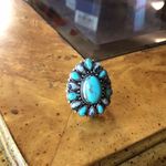 Real White Buffalo Blue Turquoise Sterling Silver Cocktail Ring Size 9 Photo 6