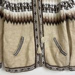 San Miguel Alpaca Hoodie Sweater Small Womens Cream Brown Full Zip Drawstring Photo 3