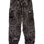 The Elephant Pants Black Beige Elephant Print Boho Harem Pants S Lounge Yoga Photo 0