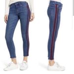 EUC Mother Women's Jeans with Red Stripe. Size 24 “the looker ankle fray” style Blue Photo 11