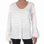 International concepts INK womens white long sleeve lace inset peasant top lined blend sz small Photo 0