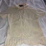 Cream Cable Knit Turtleneck cashmere Sweater Size M Photo 8